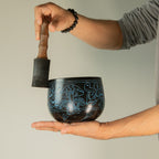 Cauldron Singing Bowl - Magic Mushroom Design - Blue 15cm