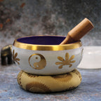 Large Yin & Yang Tibetan Singing Bowl Set - White and Purple 14cm