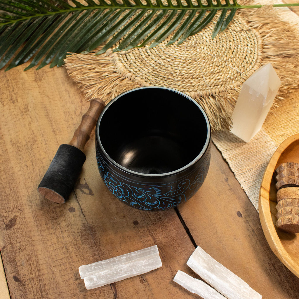 Cauldron Singing Bowl - Magic Mushroom Design - Blue 15cm