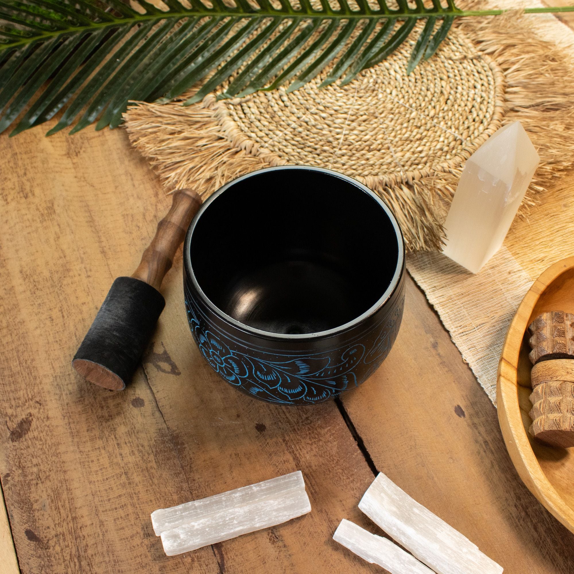 Cauldron Singing Bowl - Magic Mushroom Design - Blue 15cm