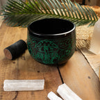 Cauldron Singing Bowl - Magic Mushroom Design - Green 15cm
