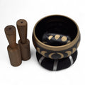 Moon Phase Tibetan Singing Bowl Set - Black 10.7cm