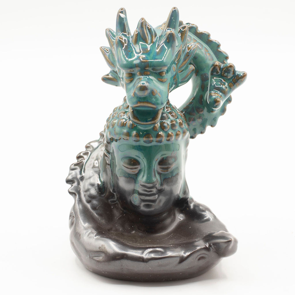Backflow Incense Burner - Dragon Over Buddha - Glazed Ceramic 409g