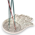 Polished Aluminium Hamsa Incense Holder - Large
