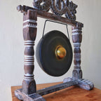 Small Healing Gong in Wooden Stand - 25cm - Black