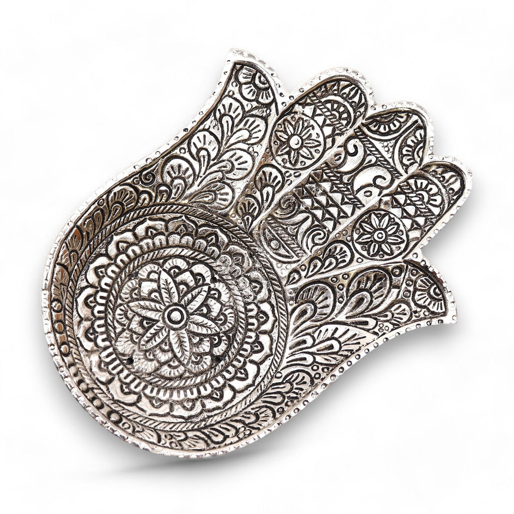 Polished Aluminium Hamsa Incense Holder - Large