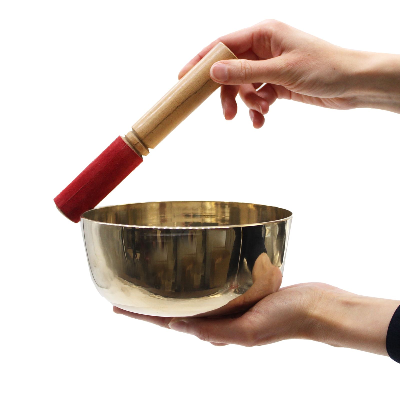 Wooden Singing Bowl Striker with Velvet Sleeve