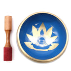 Large Yoga Moves Tibetan Singing Bowl Set - White and Blue 14cm