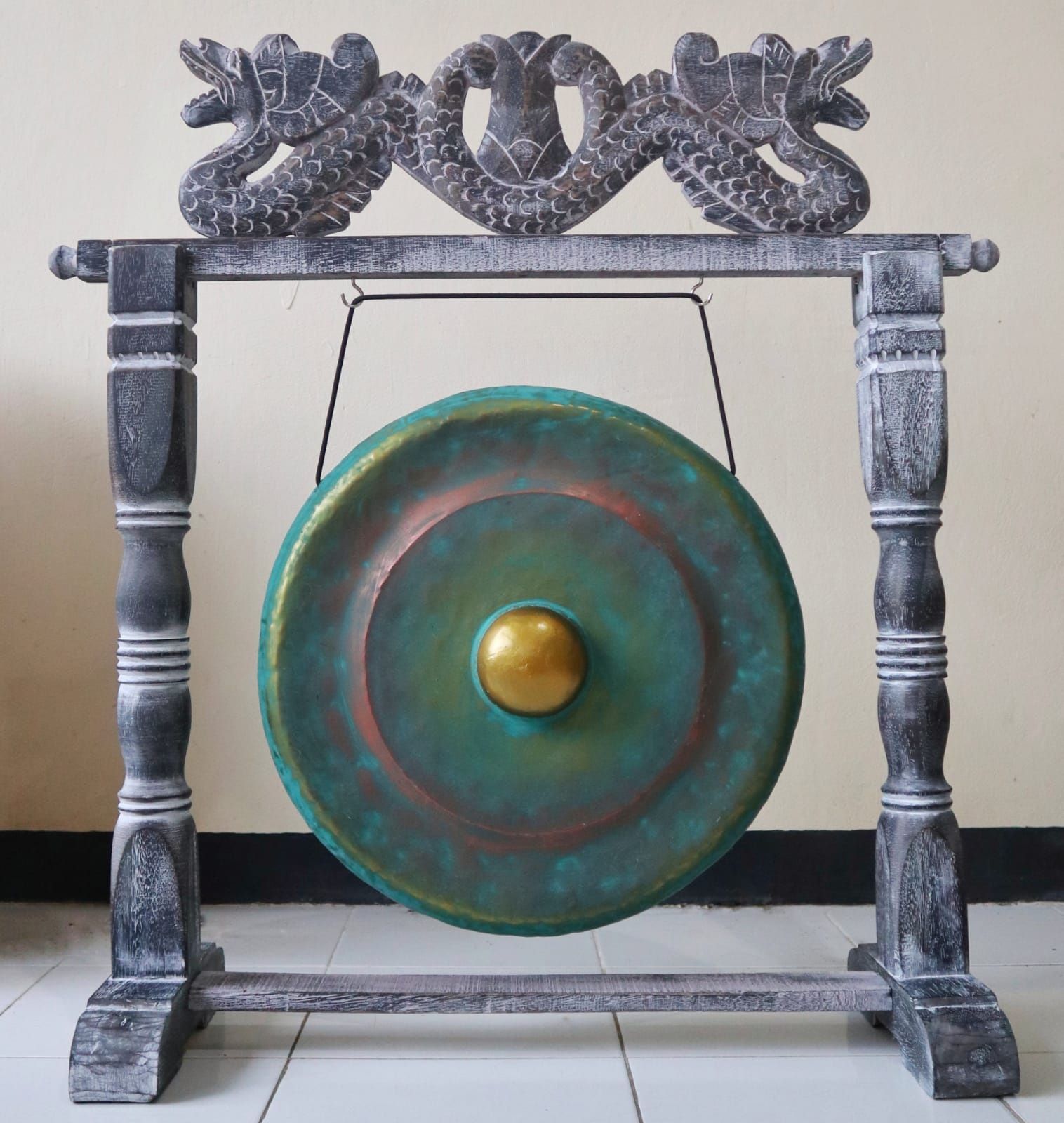 Small Healing Gong in Wooden Stand - 25cm - Greenwash