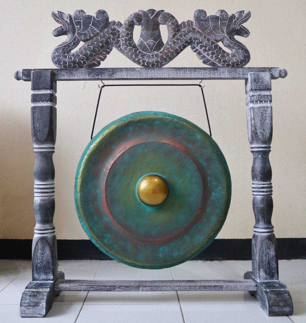 Medium Healing Gong in Wooden Stand - 35cm - Greenwash