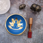 Large Yoga Moves Tibetan Singing Bowl Set - White and Blue 14cm