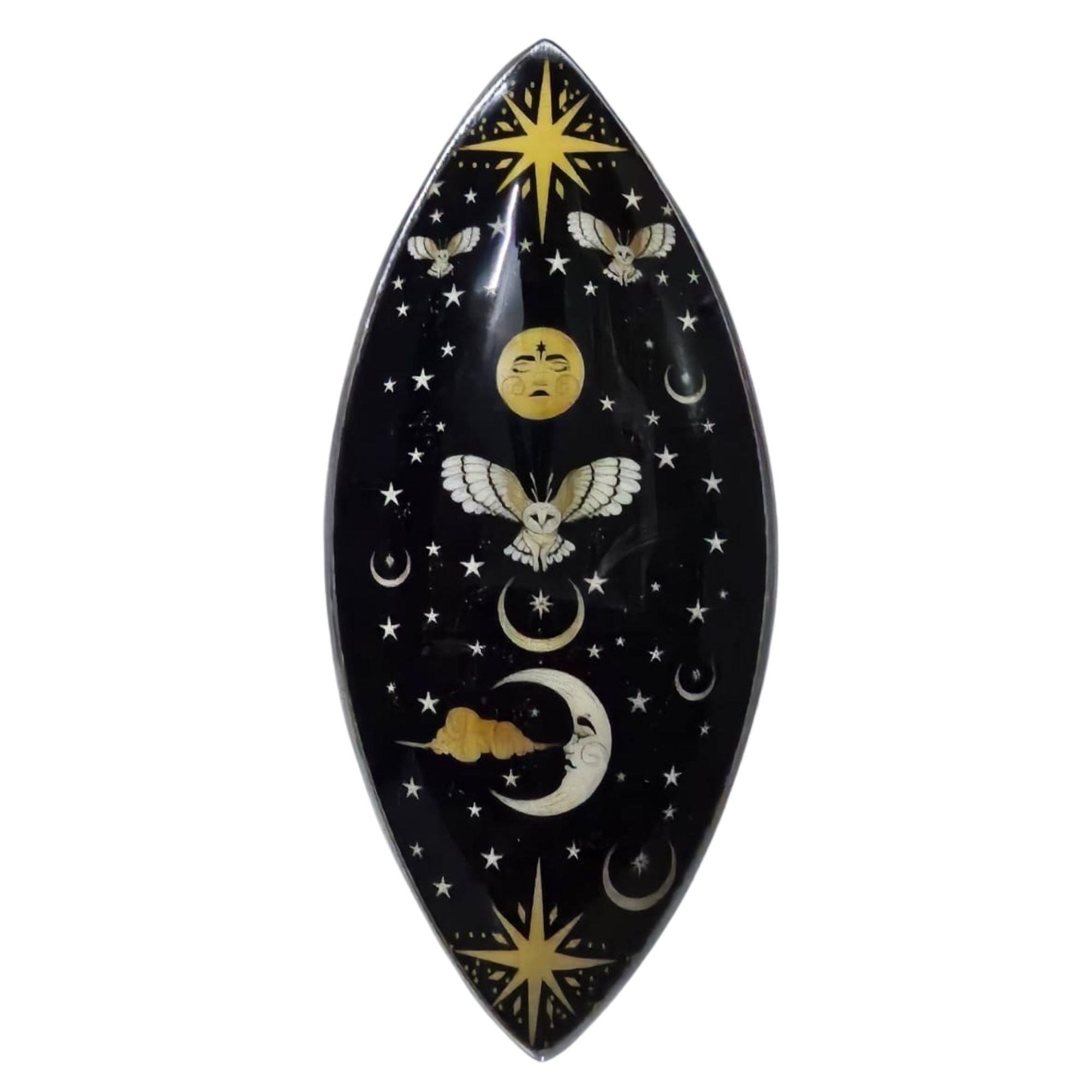 Enamel Incense Bowl - Polished Aluminium - Enchanted Night Owl