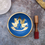 Large Yoga Moves Tibetan Singing Bowl Set - White and Blue 14cm