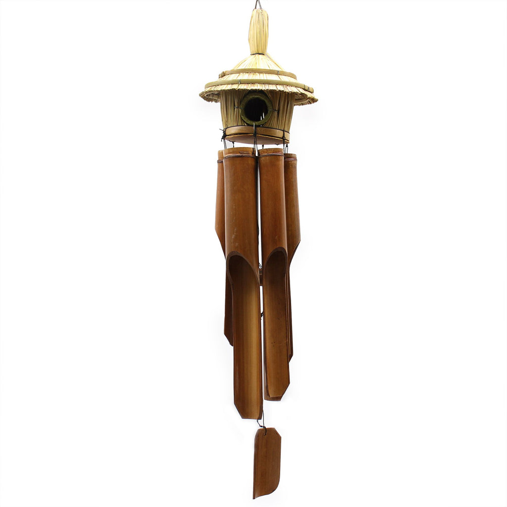 Large Round Seagrass Bird Box with Chimes 56x20cm