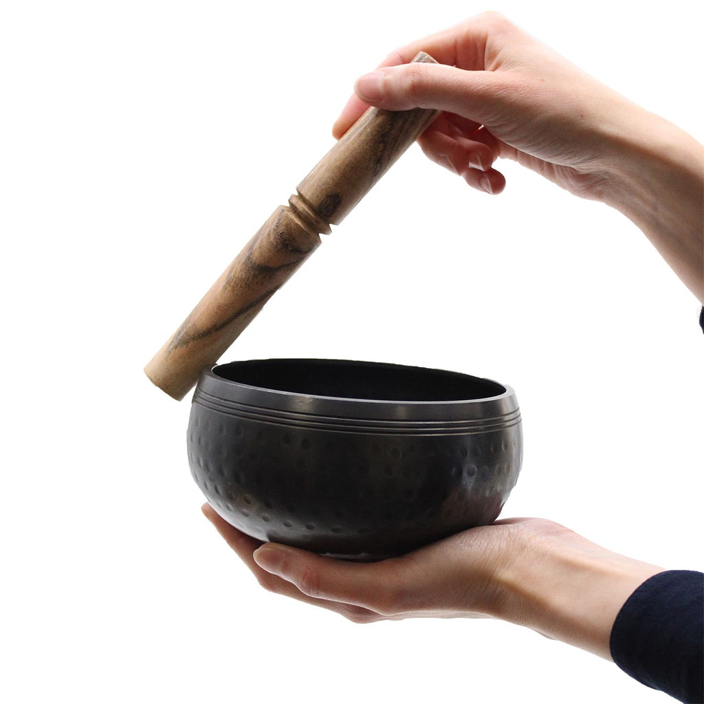 Medium Black Beaten Tibetan Singing Bowl - 15cm
