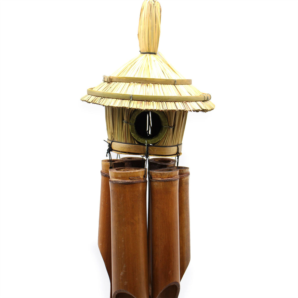 Large Round Seagrass Bird Box with Chimes 56x20cm