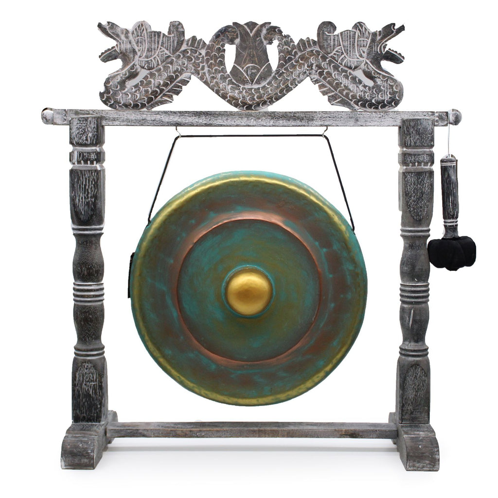 Medium Healing Gong in Wooden Stand - 50cm - Greenwash