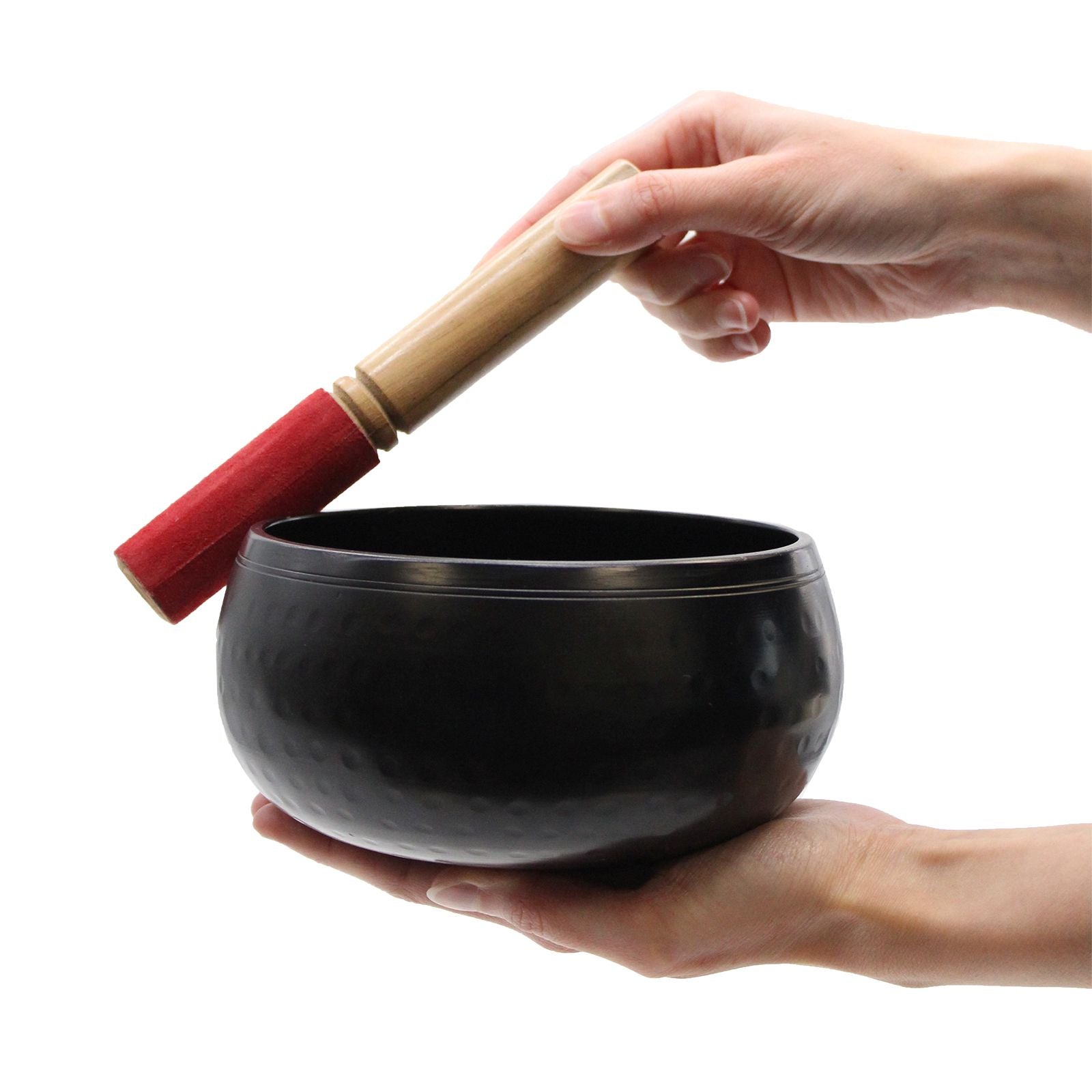 Large Black Beaten Tibetan Singing Bowl - 18cm