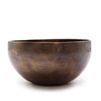 Large Indian Moon Phase Singing Bowl - (approx 850g) - 17cm with engraved script accents, crafted in dark brass with a smooth, polished finish.
