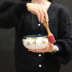 Large Yoga Moves Tibetan Singing Bowl Set - White and Blue 14cm