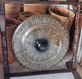 Large Healing Gong in Antique Dragon Stand - 80cm - Black Patterned