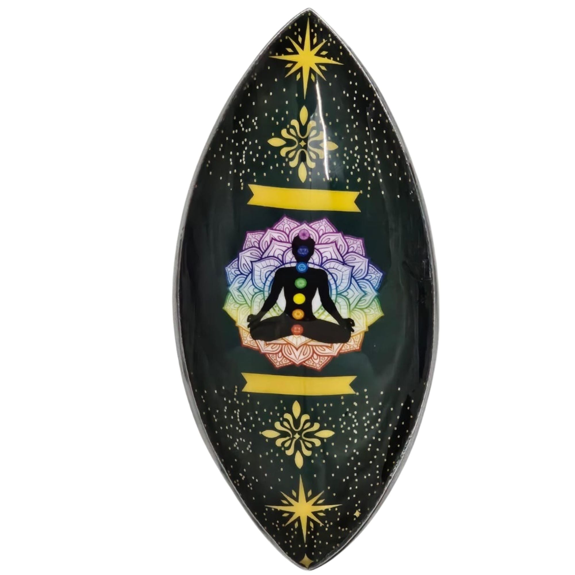 Enamel Incense Bowl - Polished Aluminium - Lotus Buddha Chakra