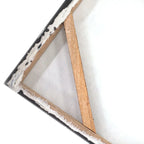 Close-up of the corner frame and wooden stretcher bars of the Buddha Painting - Blue Sand Finish showing fabric texture and canvas stretching detail.