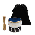 Yoga Moves Tibetan Singing Bowl Set - White and Blue 10.7cm