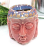 Buddha Oil Burner - Rose & Teal featuring a serene Buddha face design in rose and teal glaze, perfect for calming home decor and aromatherapy.