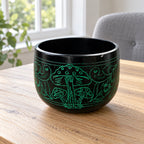 Cauldron Singing Bowl - Magic Mushroom Design - Green 15cm in a bright British sitting room