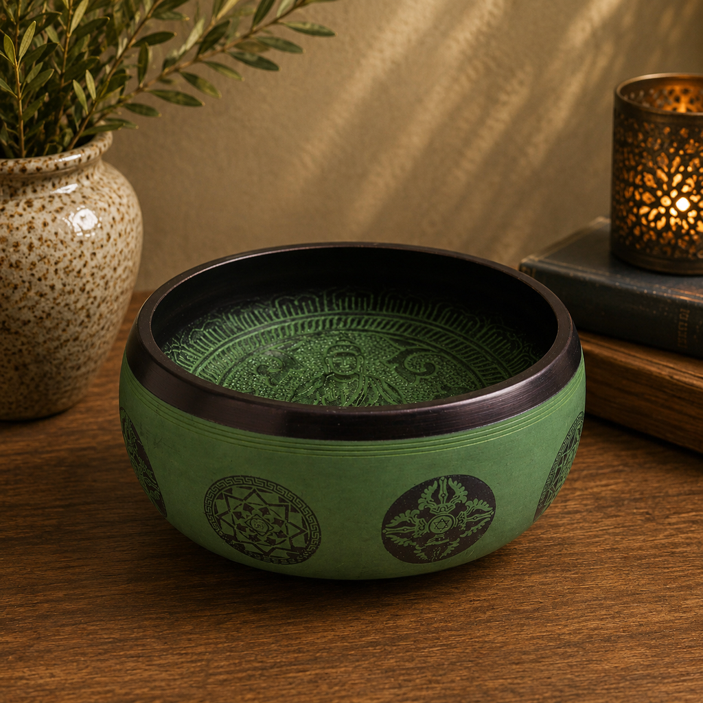 Earth Powder Singing Bowl - Mandala Buddha - 16cm