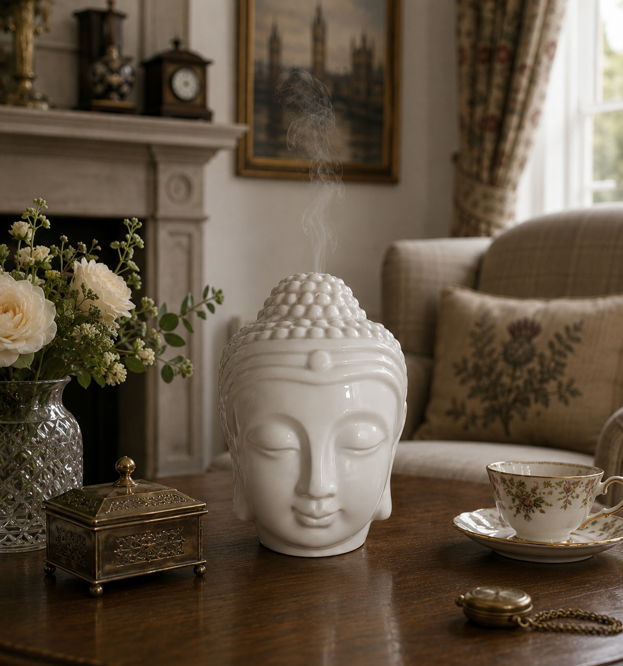 Buddah Head Oil Burner - White