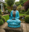 Large Turquoise & Stone Buddha Teaching on Lotus - 2m