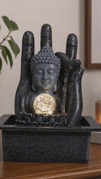 Buddha Hand & Head Indoor Tabletop Water Fountain Feature (20x25x35cm)