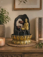 Buddha Tabletop Indoor Water Fountain Feature - 30cm - Golden Meditating Buddha