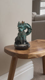 Backflow Incense Burner - Dragon Over Buddha - Glazed Ceramic 409g