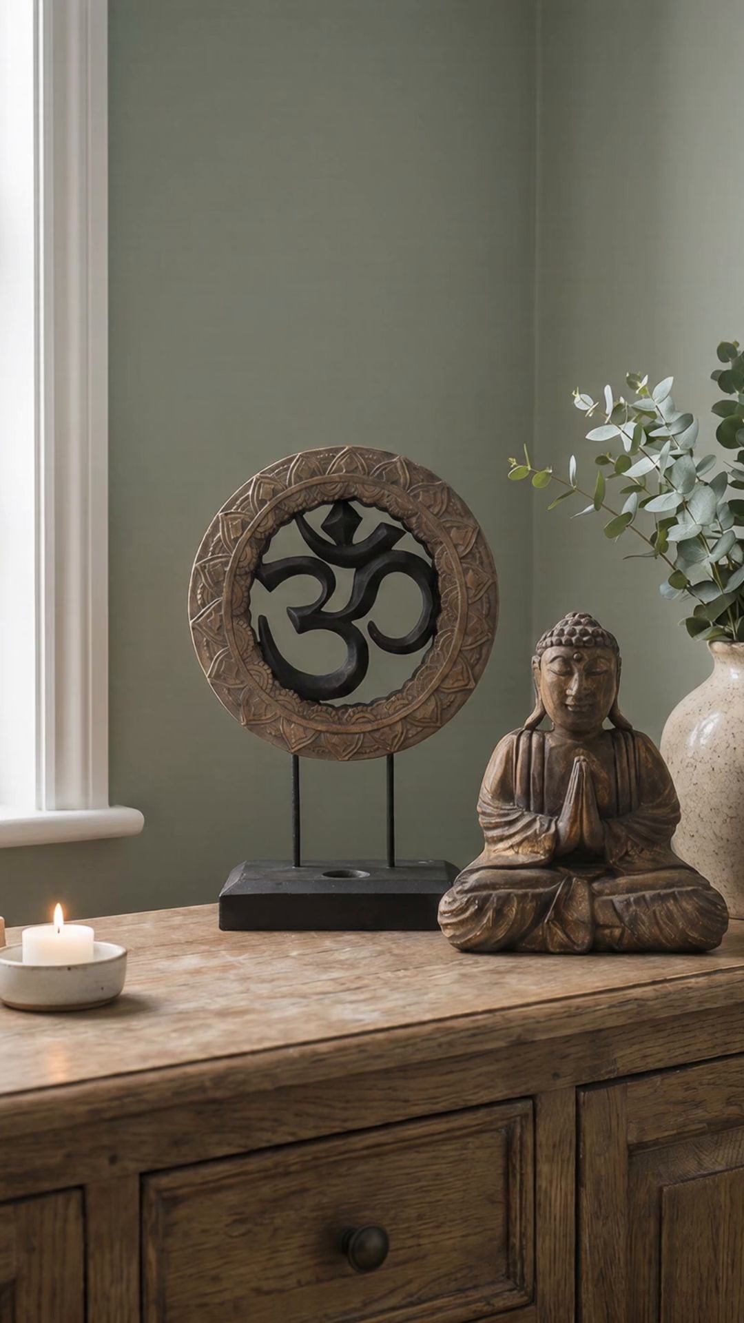Buddha Feng Shui Set - Om - Grey & Black