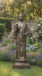 Large Outdoor Garden Standing Buddha Statue - Antique Gold - 3m Tall