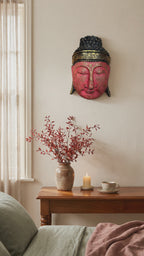 Home Decoration Buddha Head Statue - 25cm - Red Shine Finish